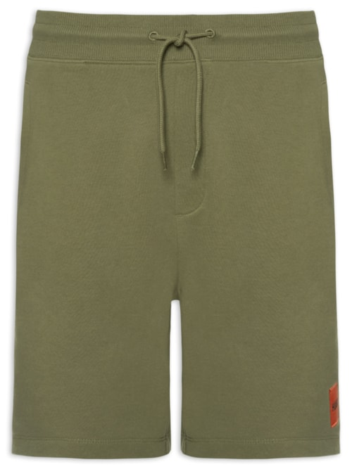 Bermuda Masculina Logo-Label Cotton Terry - Verde