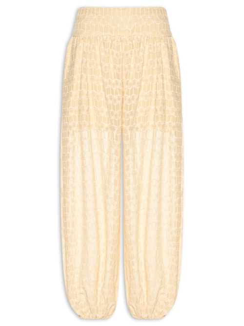 Calça Feminina Aladim Bordada Coqueirinho - Amarelo