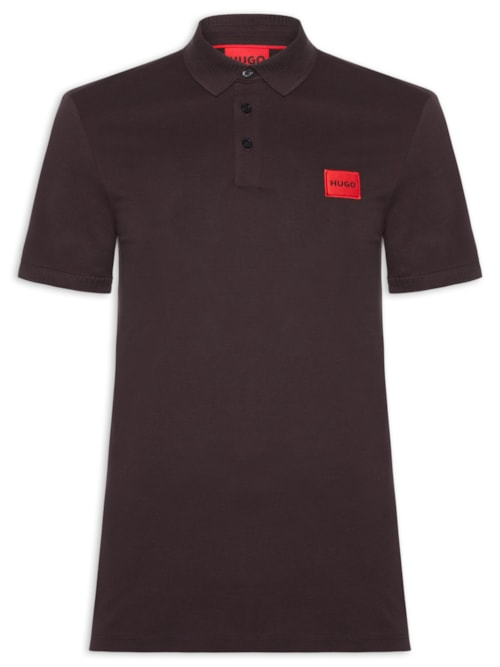 Polo Masculina Piquet Slim-Fit Red Logo - Marrom Polo Masculina Piquet Slim-Fit Red Logo - Marrom