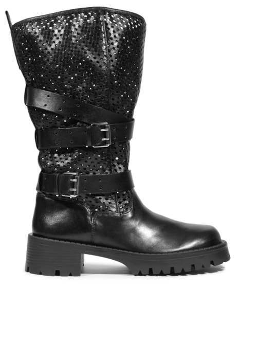 Bota Feminina Salto Baixo Polka - Preto