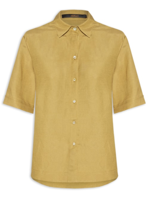 Camisa Feminina Caixote Demerara Linho - Verde Camisa Feminina Caixote Demerara Linho - Verde