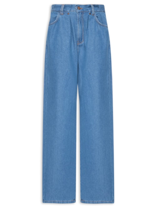 Calça Feminina Jeans Pregas Cós - Azul
