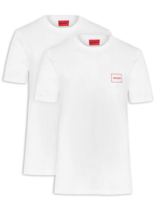 Kit De Camisetas Masculinas 2 Peças Crew Neck - Branco Kit De Camisetas Masculinas 2 Peças Crew Neck - Branco