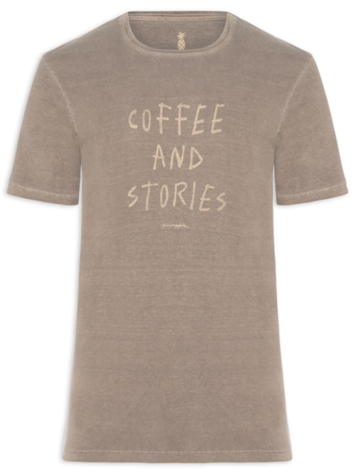 Camiseta Masculina Estampada Coffee And Stories - Marrom