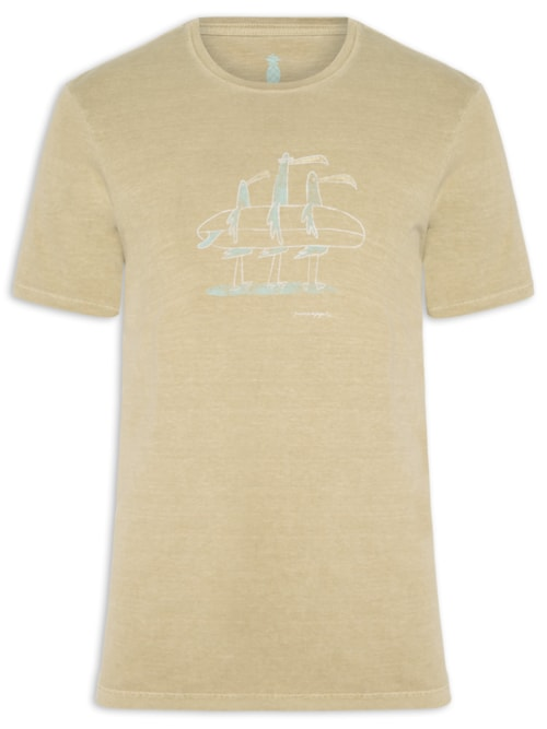 Camiseta Masculina Estampada Seagulls - Bege