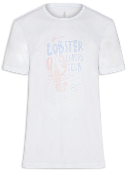 Camiseta Masculina Estampada Lobster Club - Branco Camiseta Masculina Estampada Lobster Club - Branco