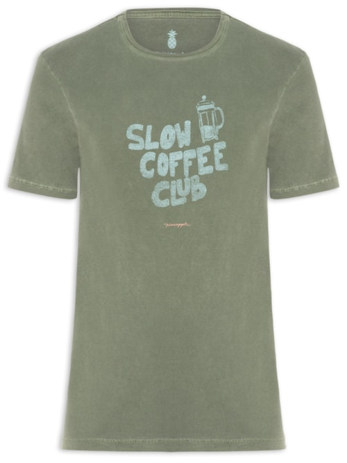 Camiseta Masculina Estampada Slow Coffee - Verde