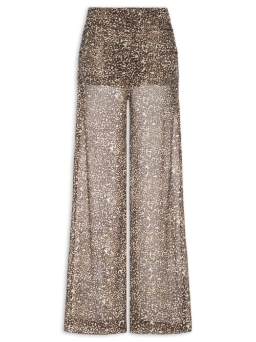 Calça Feminina Pantalona Franzida Estampa Kira - Animal Print