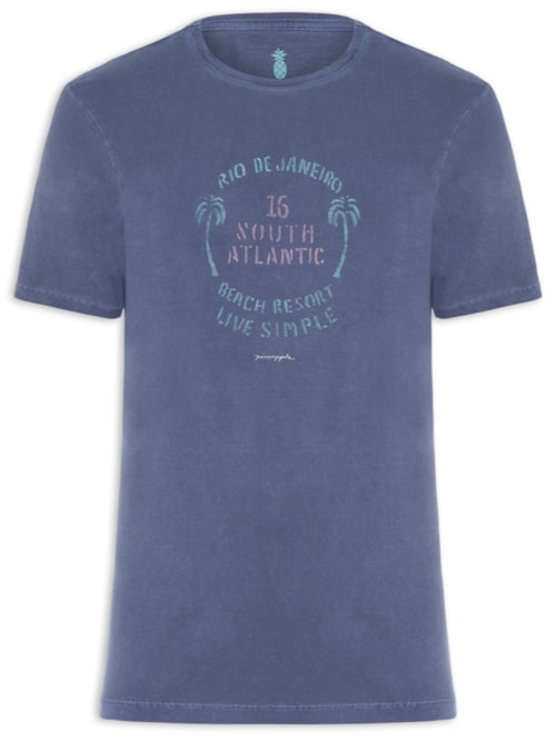 Camiseta Masculina Estampada South Atlan - Azul
