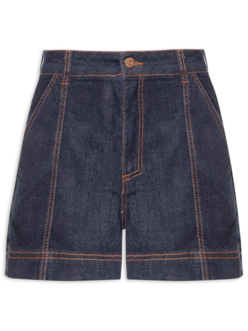 Short Feminino Jeans Confort Detalhe Pesponto - Azul