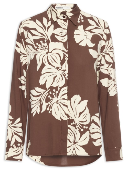 Camisa Feminina Estampa Bela Flor - Marrom Camisa Feminina Estampa Bela Flor - Marrom
