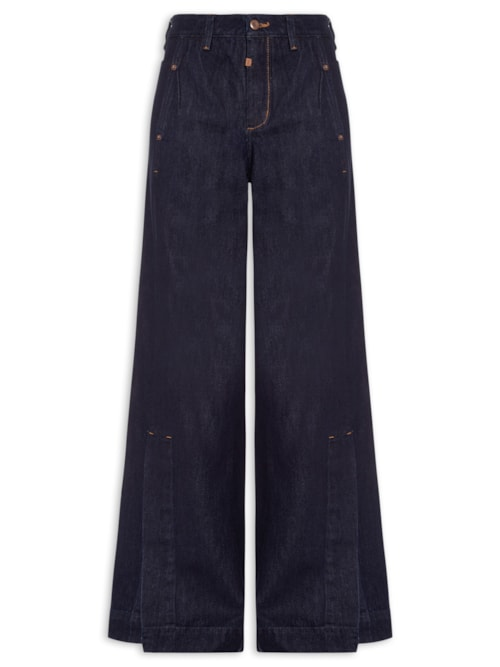 Calça Jeans Feminina Fendas - Azul
