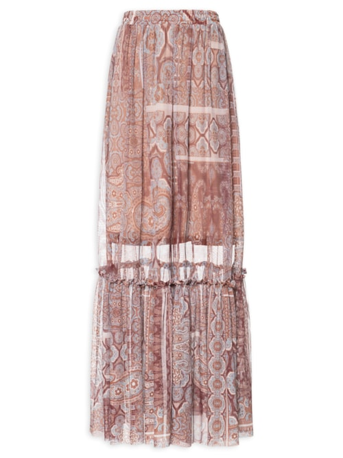 Saia Tule Paisley - Marrom