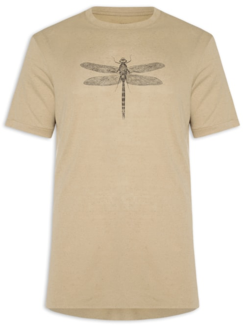 Camiseta Masculina Manga Curta Light Lin Bege Camiseta Masculina Manga Curta Light Lin Bege