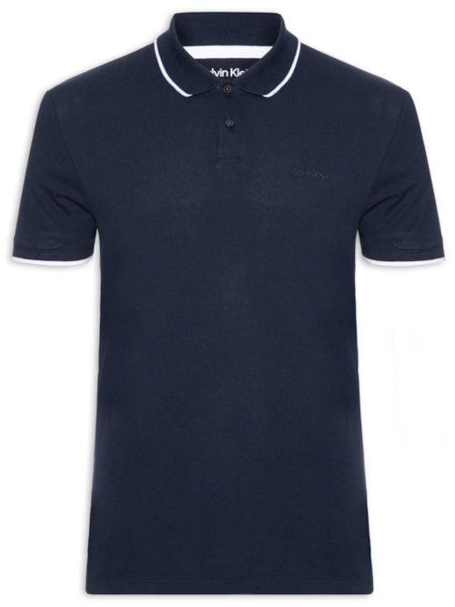 Camisa Masculina Polo Manga Curta Stretch Pique - Azul