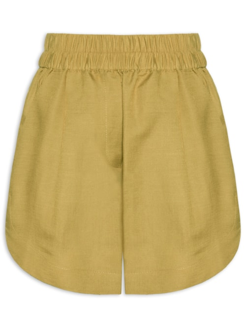 Short Feminino De Linho Bainha Fraudada - Verde