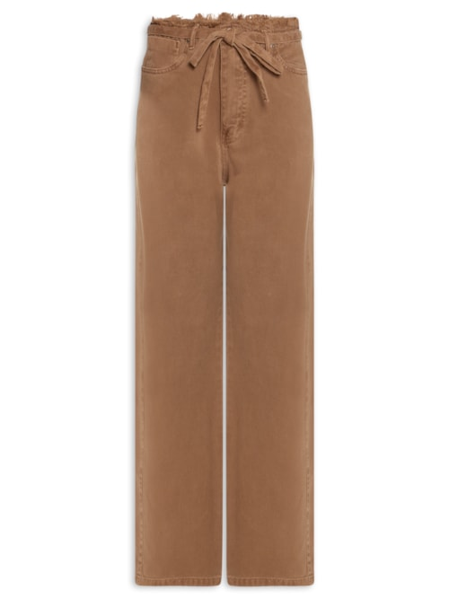 Calça Feminina Reta Cintura Baixa Sarja Color - Marrom