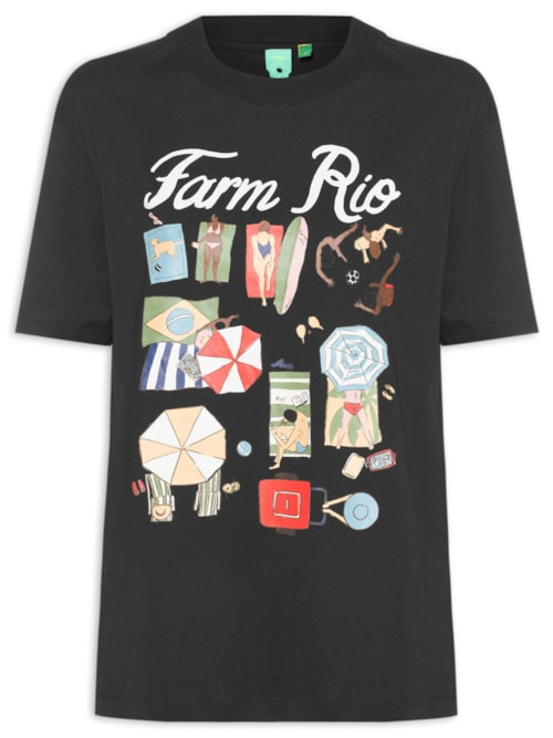 Camiseta Feminina Média Praia Carioca - Preto
