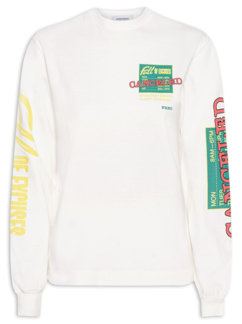 Camiseta Feminina Manga Longa Excuses - Off White Camiseta Feminina Manga Longa Excuses - Off White