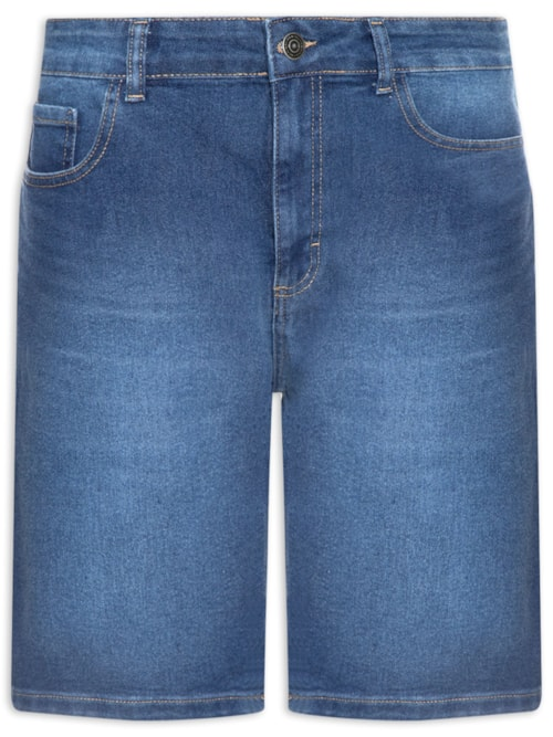 Bermuda Jeans Masculina Reta Fit Básica - Azul