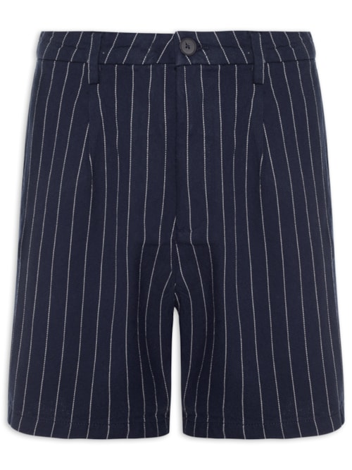 Bermuda Masculina De Sarja Com Fio Tinto - Azul