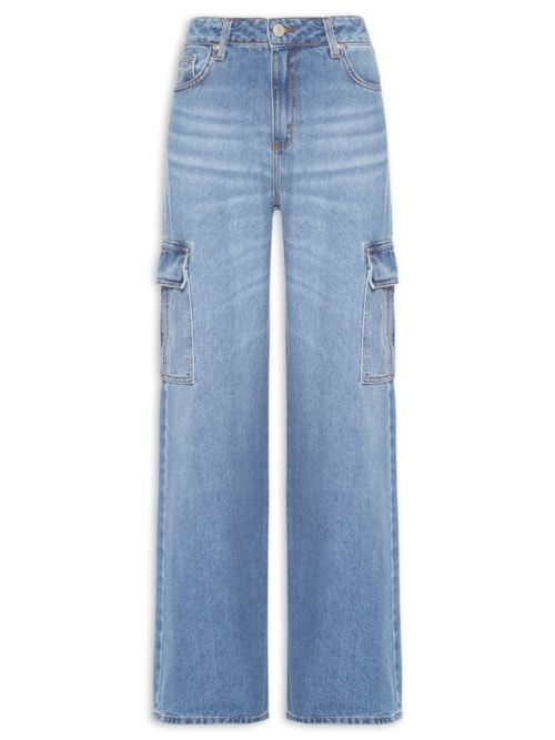Calça Jeans Feminina Raquel Wide Leg - Azul