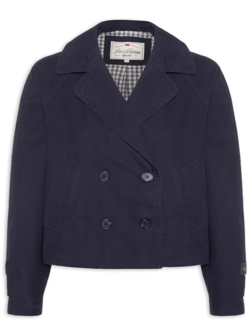 Casaco Feminino Trench Coat Bree Crop Swing - Azul Casaco Feminino Trench Coat Bree Crop Swing - Azul