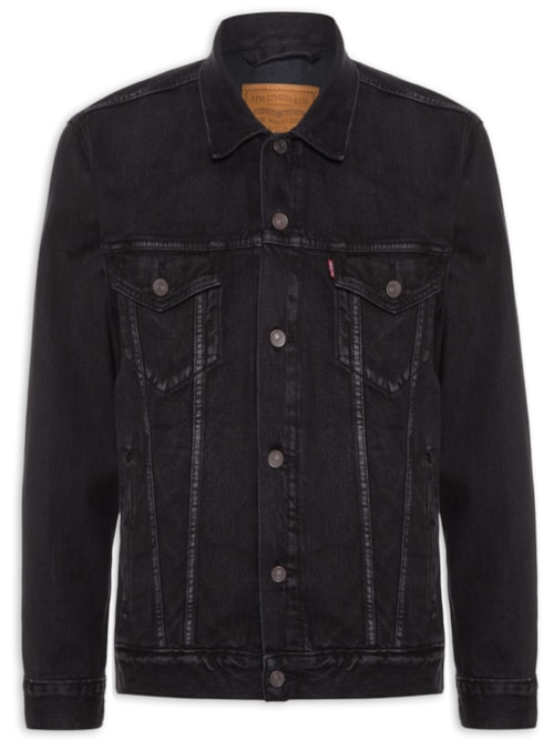 Jaqueta Jeans Masculina Relaxed Fit Trucker - Preto Jaqueta Jeans Masculina Relaxed Fit Trucker - Preto