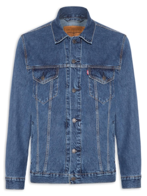 Jaqueta Jeans Masculina Relaxed Fit Trucker - Azul