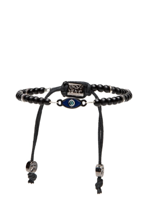 Pulseira Masculina Pedra Ônix E Olho Grego - Preto Pulseira Masculina Pedra Ônix E Olho Grego - Preto