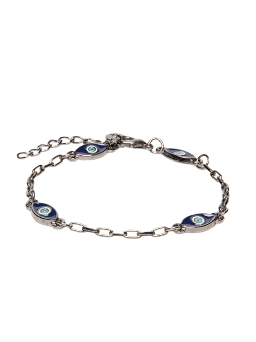 Pulseira Masculina Corrente Olho Grego - Cinza