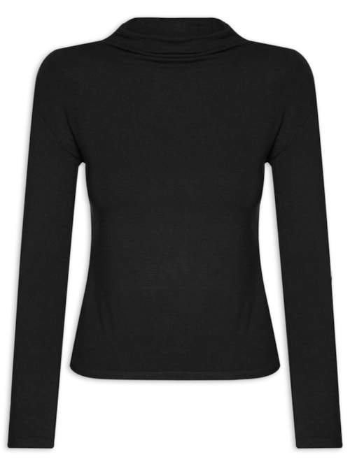Blusa Feminina Gola Alta Manga Longa - Preto