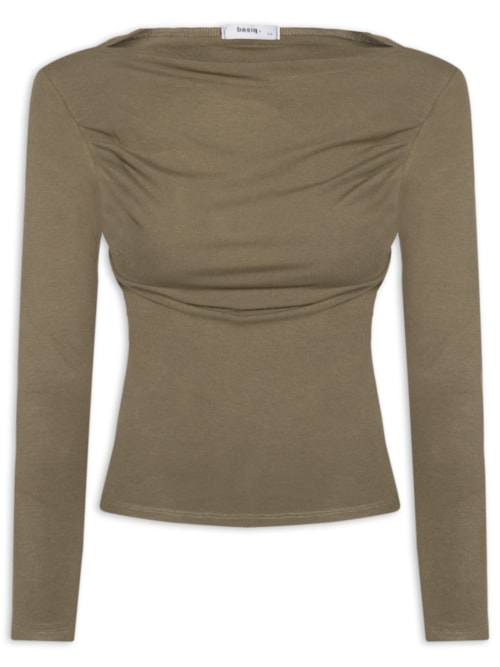 Blusa Feminina Drapeada Manga Longa - Verde Blusa Feminina Drapeada Manga Longa - Verde