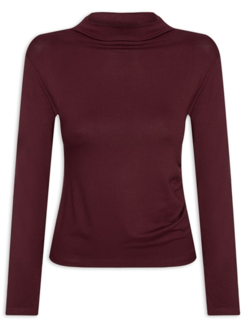 Blusa Feminina Gola Alta Manga Longa - Vermelha