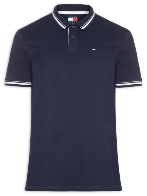 Polo Masculina Regular Fit Com Friso - Azul Polo Masculina Regular Fit Com Friso - Azul