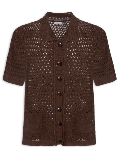 Camiseta Feminina Em Tricot - Marrom Camiseta Feminina Em Tricot - Marrom