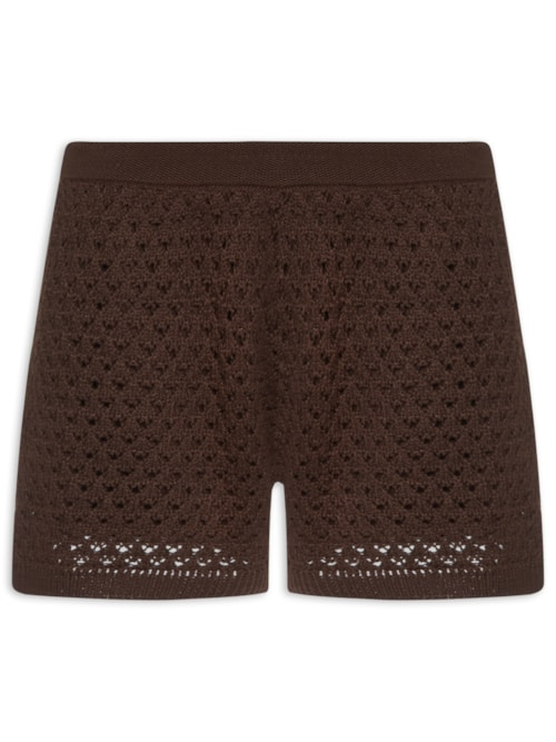 Short Feminino Em Tricot - Marrom