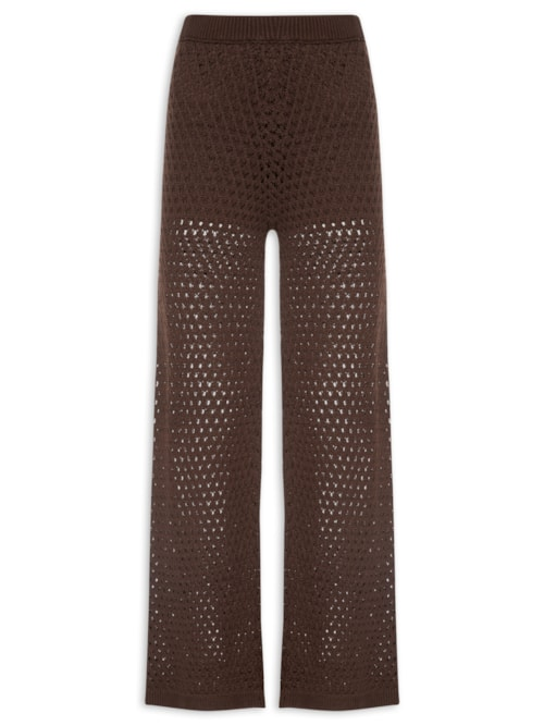 Calça Feminina Em Tricot - Marrom
