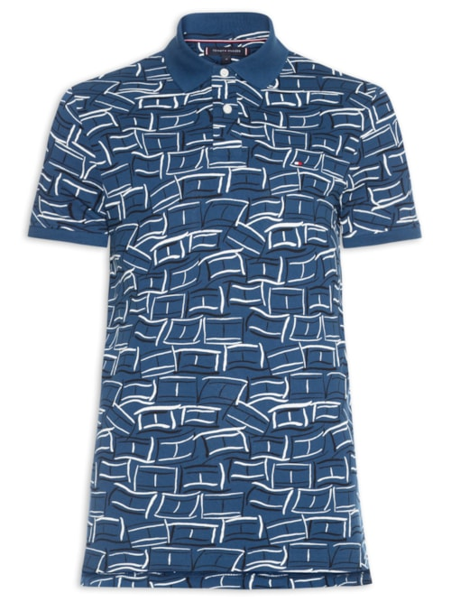 Polo Masculina Regular Fit AOP Flags - Azul Polo Masculina Regular Fit AOP Flags - Azul