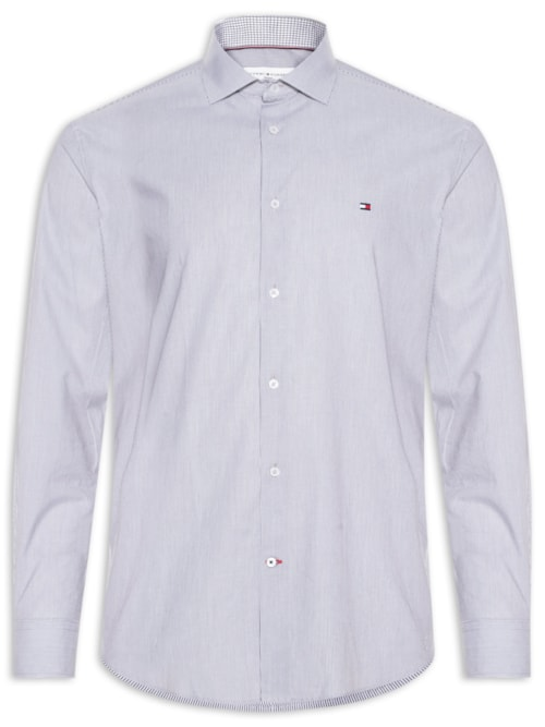 Camisa Masculina Social Slim Fit Listras - Azul Camisa Masculina Social Slim Fit Listras - Azul