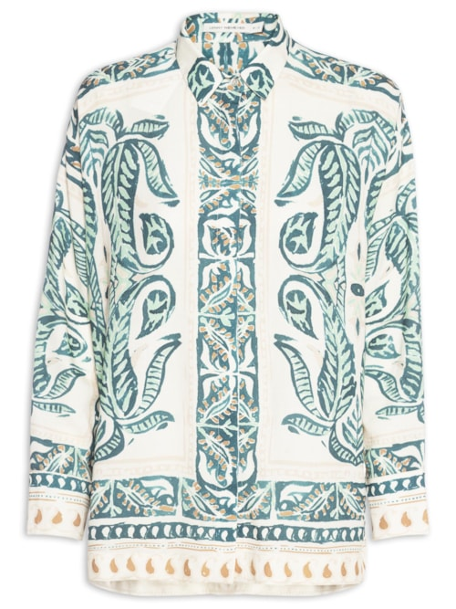 Camisa Feminina Ampla Fendas - Verde Camisa Feminina Ampla Fendas - Verde