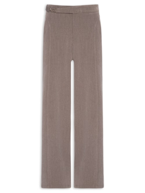 Calça Feminina Pantalona com Recorte e cinto - Cinza