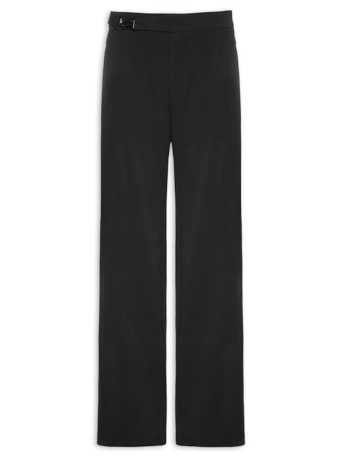 Calça Feminina Pantalona com Recorte e cinto - Preto