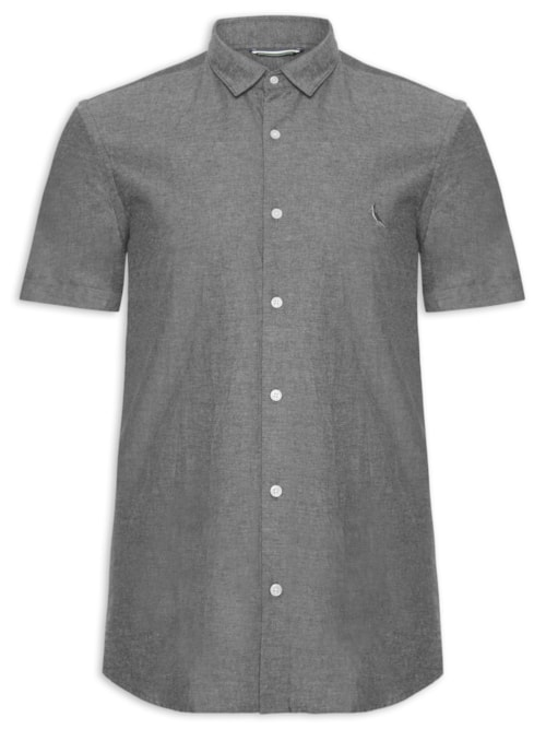 Camisa Masculina Manga Curta Oxford Color - Preto Camisa Masculina Manga Curta Oxford Color - Preto