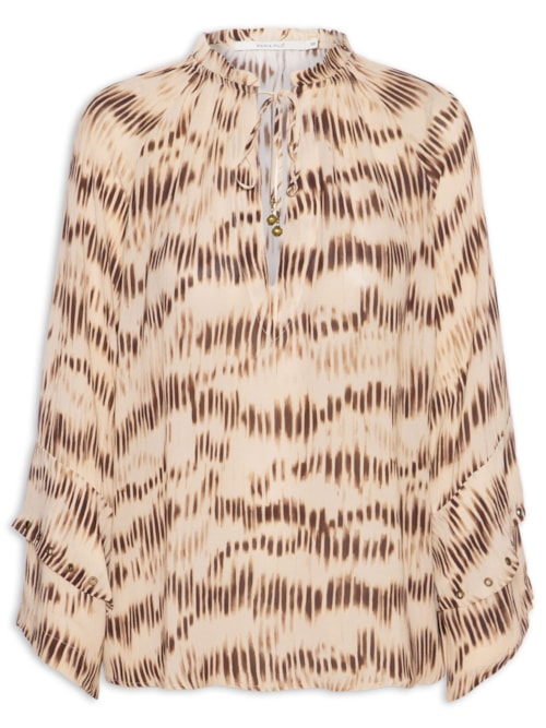 Blusa Feminina Manga Longa Estampa Echo - Bege Blusa Feminina Manga Longa Estampa Echo - Bege