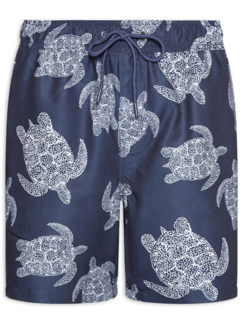 Short Masculino Beachwear Estampa Tartaruga - Azul
