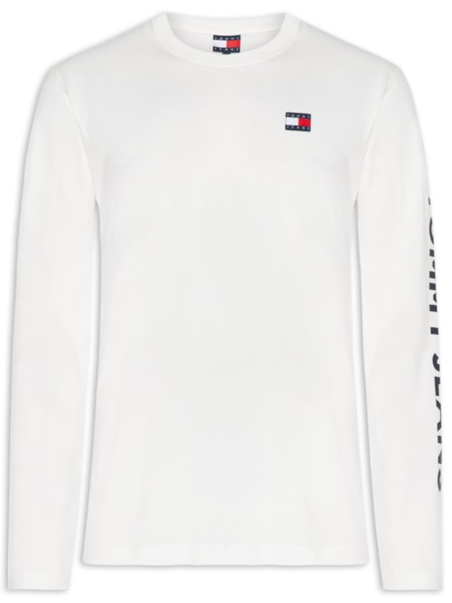 Camiseta Masculina Relaxed Fit Manga Longa - Branco Camiseta Masculina Relaxed Fit Manga Longa - Branco