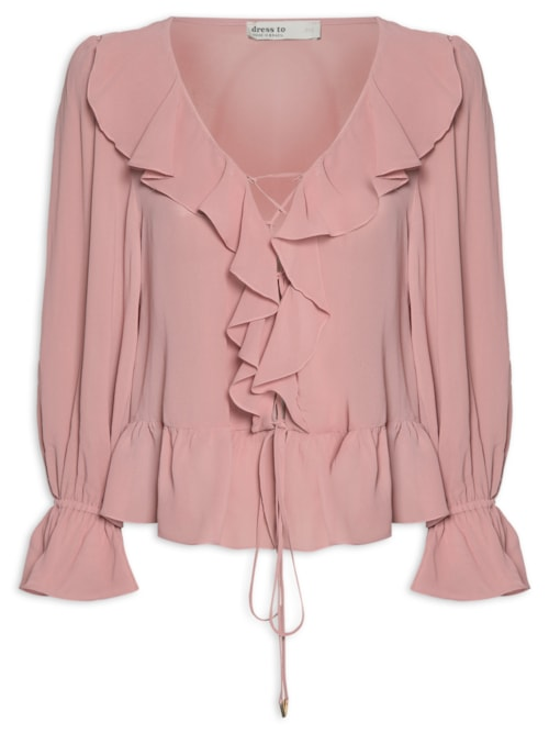 Blusa Feminina Ggt Babados - Rosa Blusa Feminina Ggt Babados - Rosa