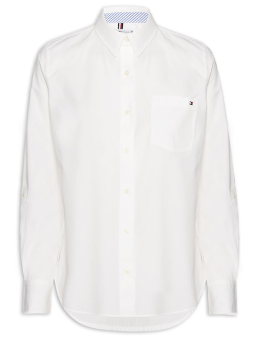 Camisa Feminina Classic Poplin Roll-Tab - Branco
