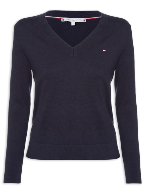 Suéter Feminino Co Jersey Stitch V - Azul Suéter Feminino Co Jersey Stitch V - Azul